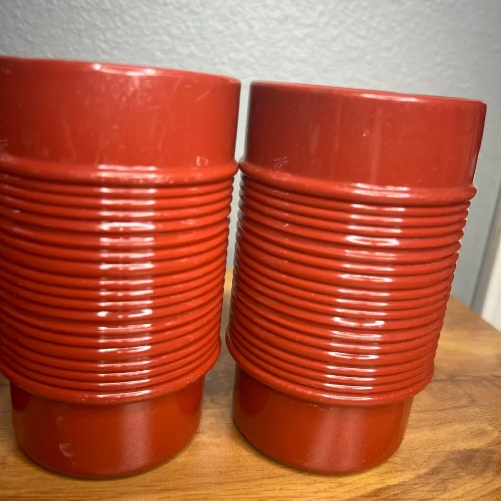 Vintage Melamine Red Orange Tumblers 5